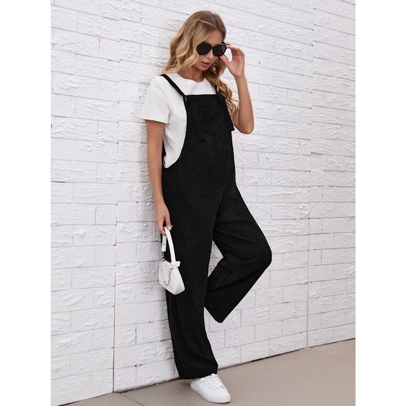 Maternity Patched Pocket Corduroy Overall Jumpsuit black - Picture 4 of 5